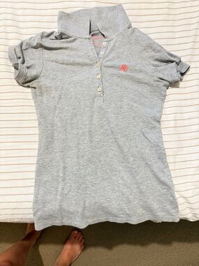 Aeropostale Gray Polo Blouse with Red Embroidered Logo